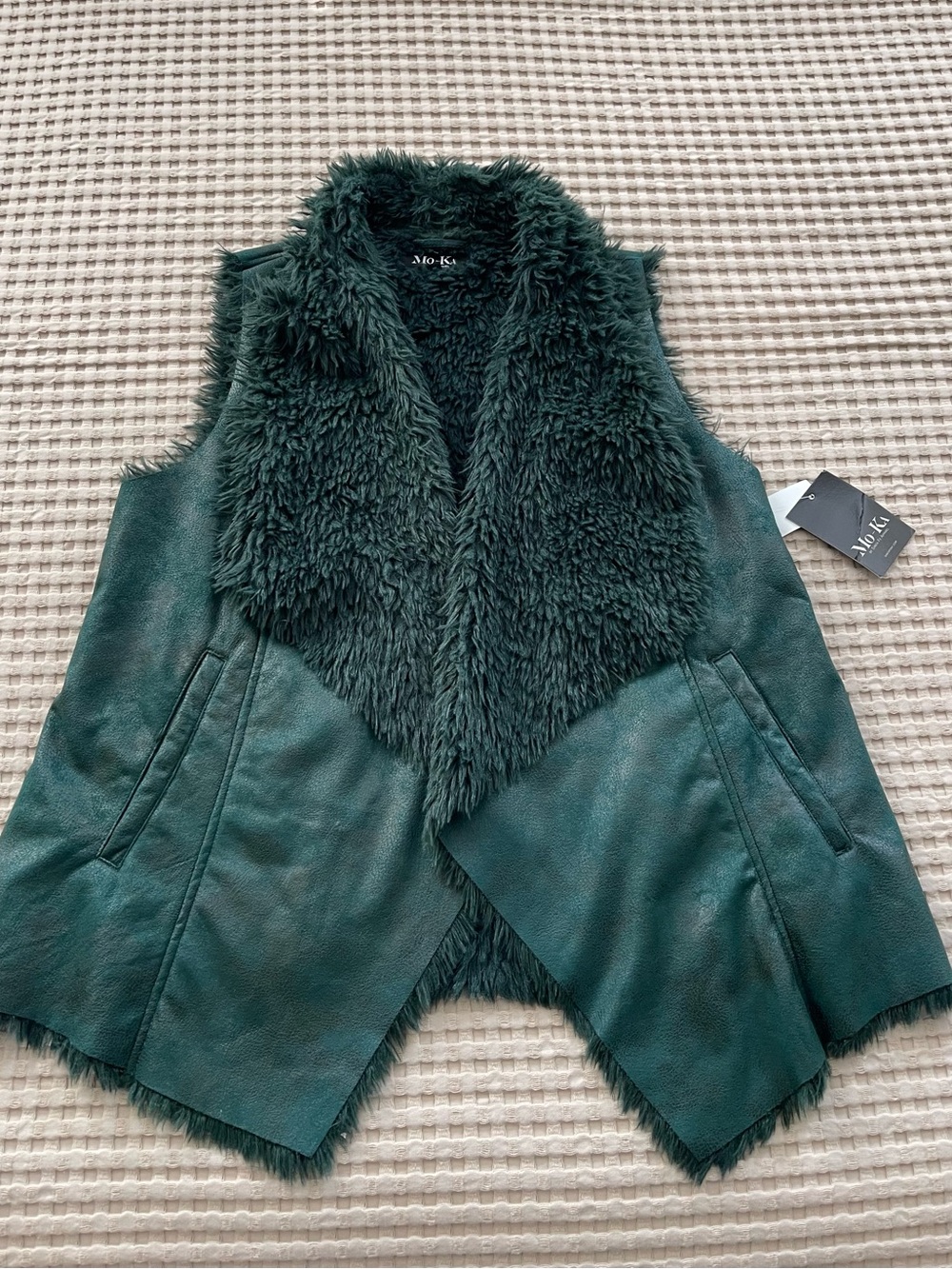 Pine Green Faux Shearling Vest -